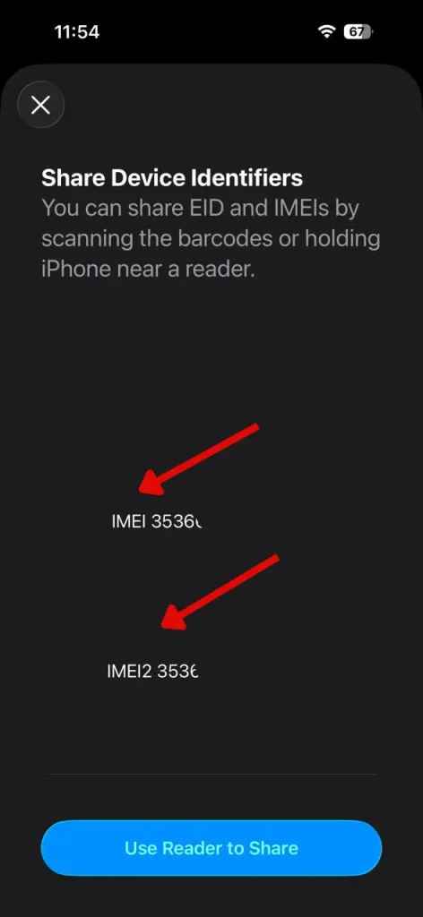 Check the IMEI using a dial code