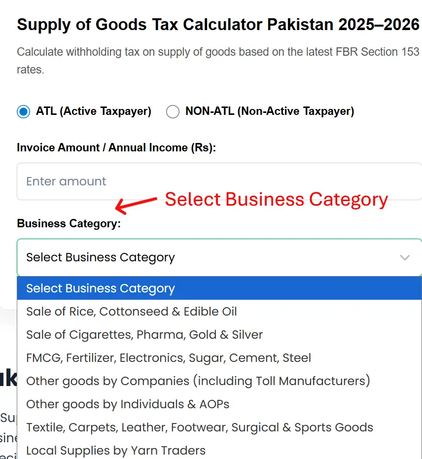 Select Your Specific Product Category