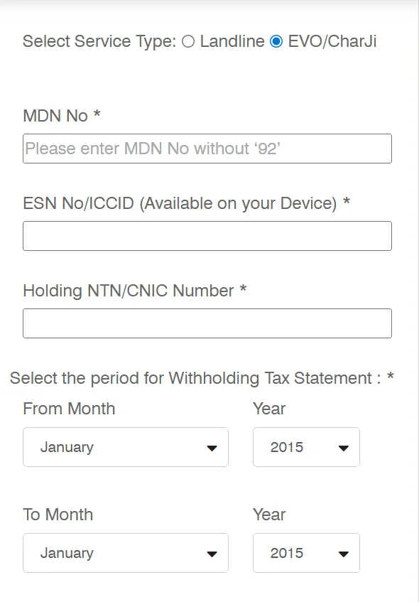 Download Withholding Tax Statement for EVO/CharJi