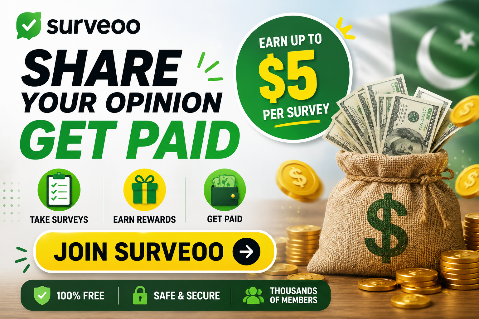 Surveoo - Share your opinion, get paid, earn up to $5 per survey